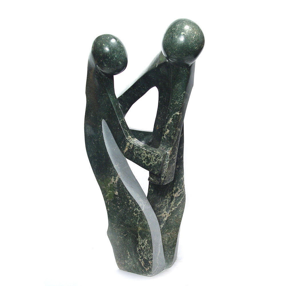 Hand-Carved Serpentine Stone Lover's Sculpture, Shona Zimbabwe