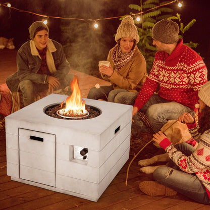 34 Inch Square Concrete-Look Propane Fire Pit Table, 50,000 BTU