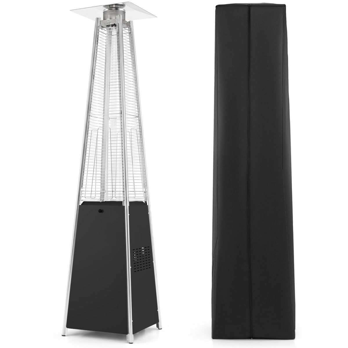 45,000 BTU Propane Pyramid Patio Heater with Wheels and Cover