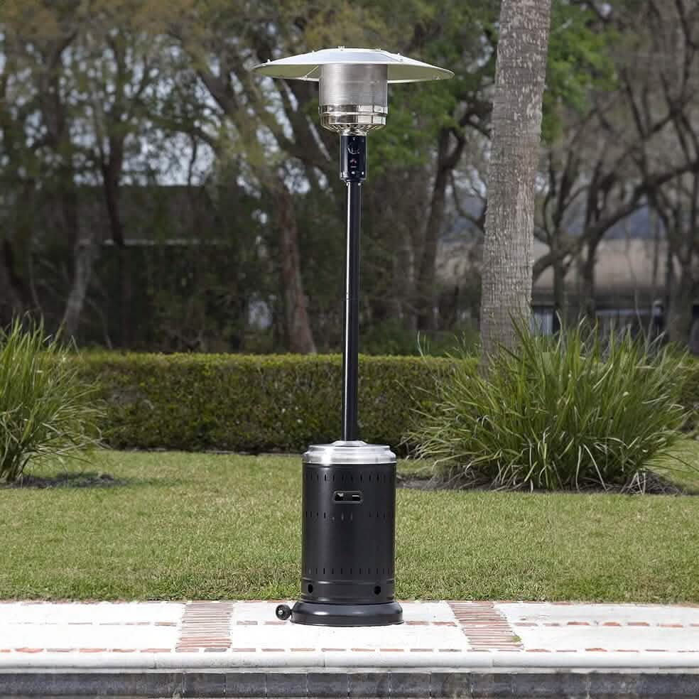 Stainless Steel Commercial Propane Patio Heater with Wheels, Tower Design