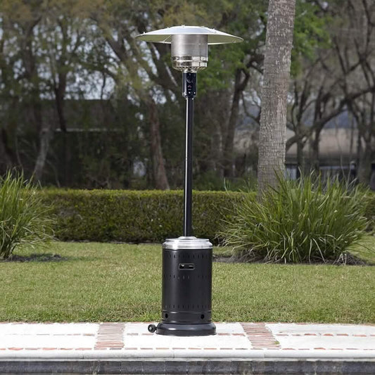 Stainless Steel Commercial Propane Patio Heater with Wheels, Tower Design