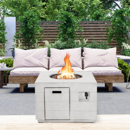 34 Inch Square Concrete-Look Propane Fire Pit Table, 50,000 BTU