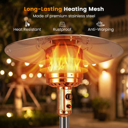50,000 BTU Gas Patio Heater with Wheels and Ground Stakes