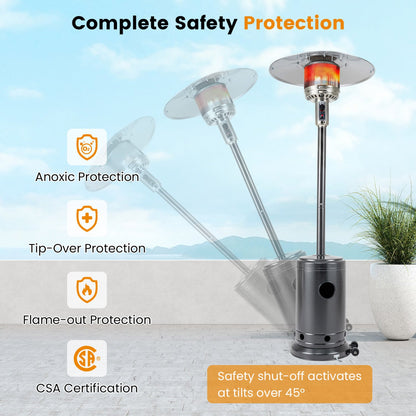 50,000 BTU Gas Patio Heater with Wheels and Ground Stakes