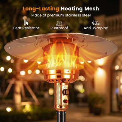 50,000 BTU Gas Patio Heater with Wheels and Ground Stakes
