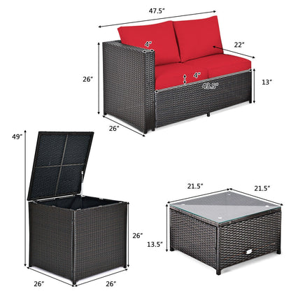 4-Piece Outdoor Rattan Patio Furniture Set with Modular Sectional