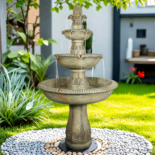 Grand Estate 3-Tier Concrete Outdoor Fountain, 63 Inch