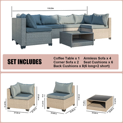 7-Piece Beige and Gray Boho Patio Sectional Set