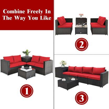 4-Piece Outdoor Rattan Patio Furniture Set with Modular Sectional