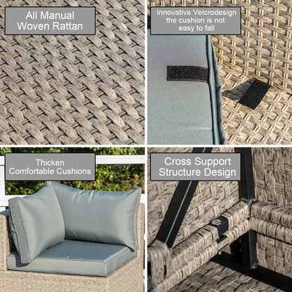 7-Piece Beige and Gray Boho Patio Sectional Set