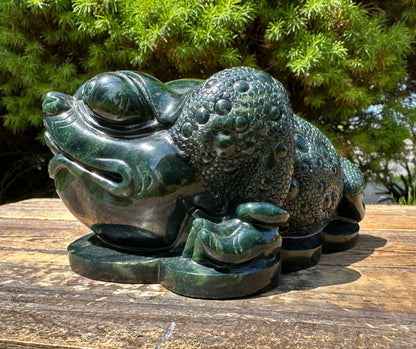 Canadian Nephrite Toad Carving, Hand Carved, 5 Inches Long