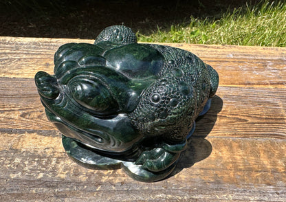 Canadian Nephrite Toad Carving, Hand Carved, 5 Inches Long