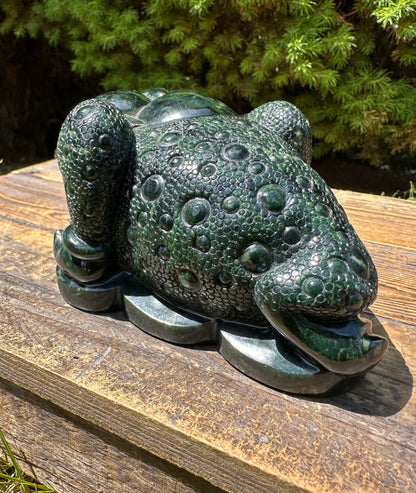 Canadian Nephrite Toad Carving, Hand Carved, 5 Inches Long