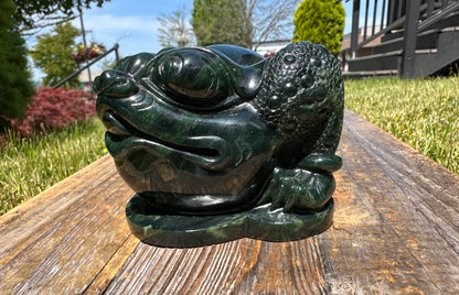 Canadian Nephrite Toad Carving, Hand Carved, 5 Inches Long