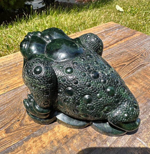 Canadian Nephrite Toad Carving, Hand Carved, 5 Inches Long