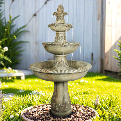 Grand Estate 3-Tier Concrete Outdoor Fountain, 63 Inch