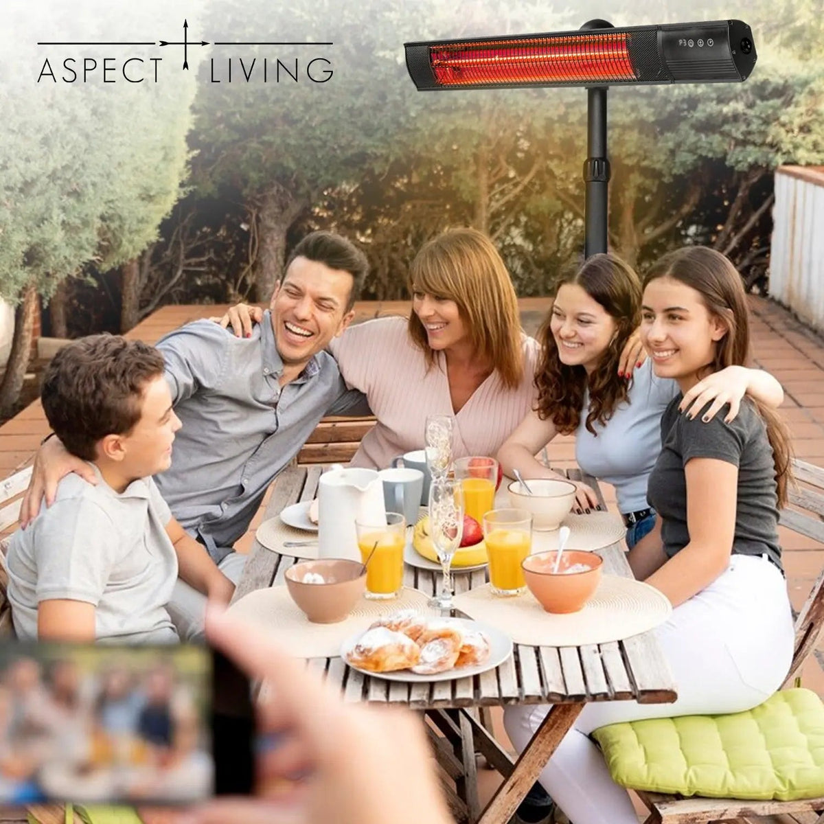 Aspect Living Pole Mounted Electric Infrared Patio Heater with Remote