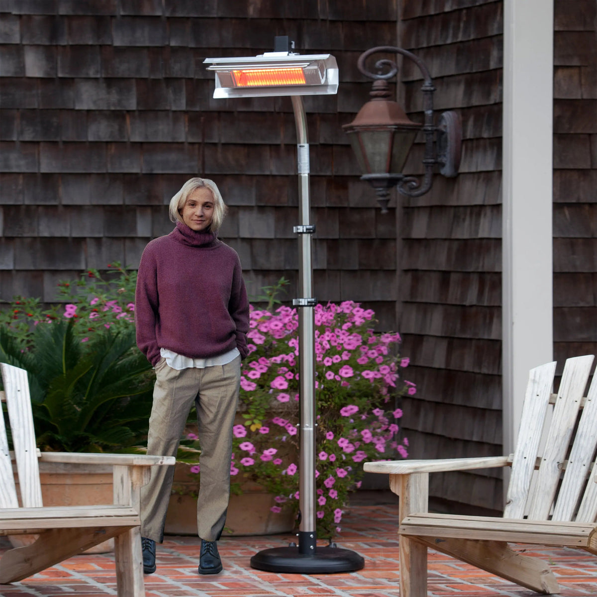 Stainless Steel Telescoping Offset Pole Electric Infrared Patio Heater, 1500W