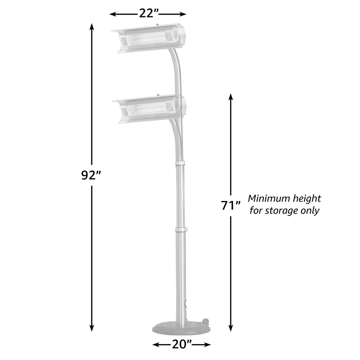 Stainless Steel Telescoping Offset Pole Electric Infrared Patio Heater, 1500W
