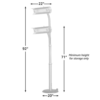 Stainless Steel Telescoping Offset Pole Electric Infrared Patio Heater, 1500W