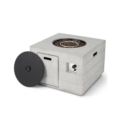 34 Inch Square Concrete-Look Propane Fire Pit Table, 50,000 BTU